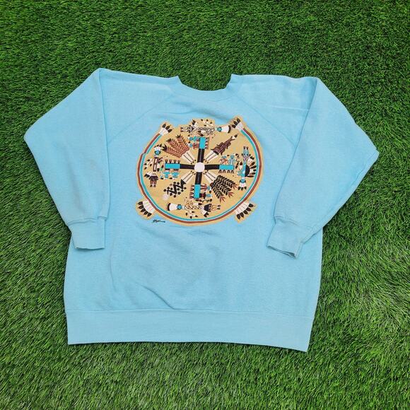 Vintage Native-American Sweatshirt Womens Large 22x22 Boxy - Picture 1 of 14